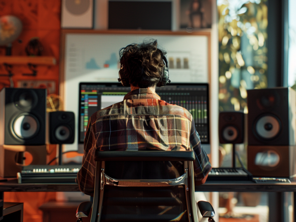 Man sitting at desk and listening
